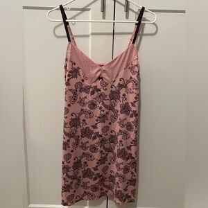 Women's Pink Paisley Nightgown with Contrast Straps